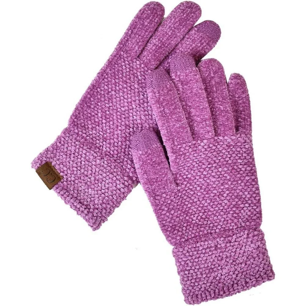 Women's Lavender Winter Warm Eco-friendly Chenille Touchscreen Texting Gloves